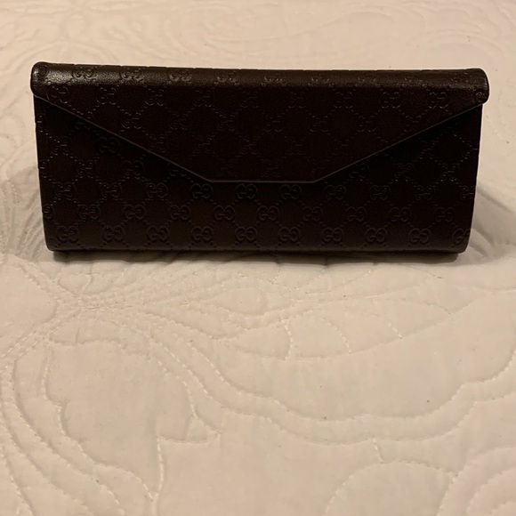 GUCCI Monogram Chocolate Leather GG Sunglasses Case Foldable MADE IN ITALY - Picture 4 of 13